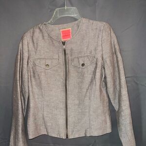 Isaac Mizrahi Large Linen Blazer Target 2006. Zipper Accents Tweed Look. Lined